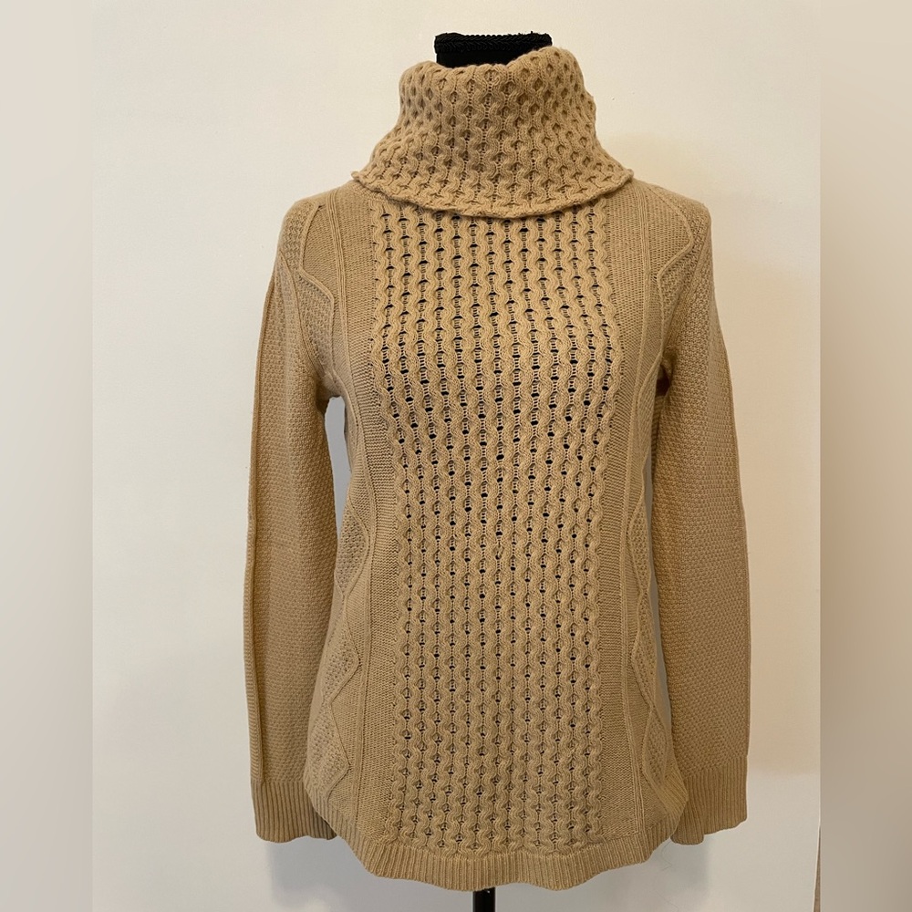 Women's Tan Cable Knit Sweater